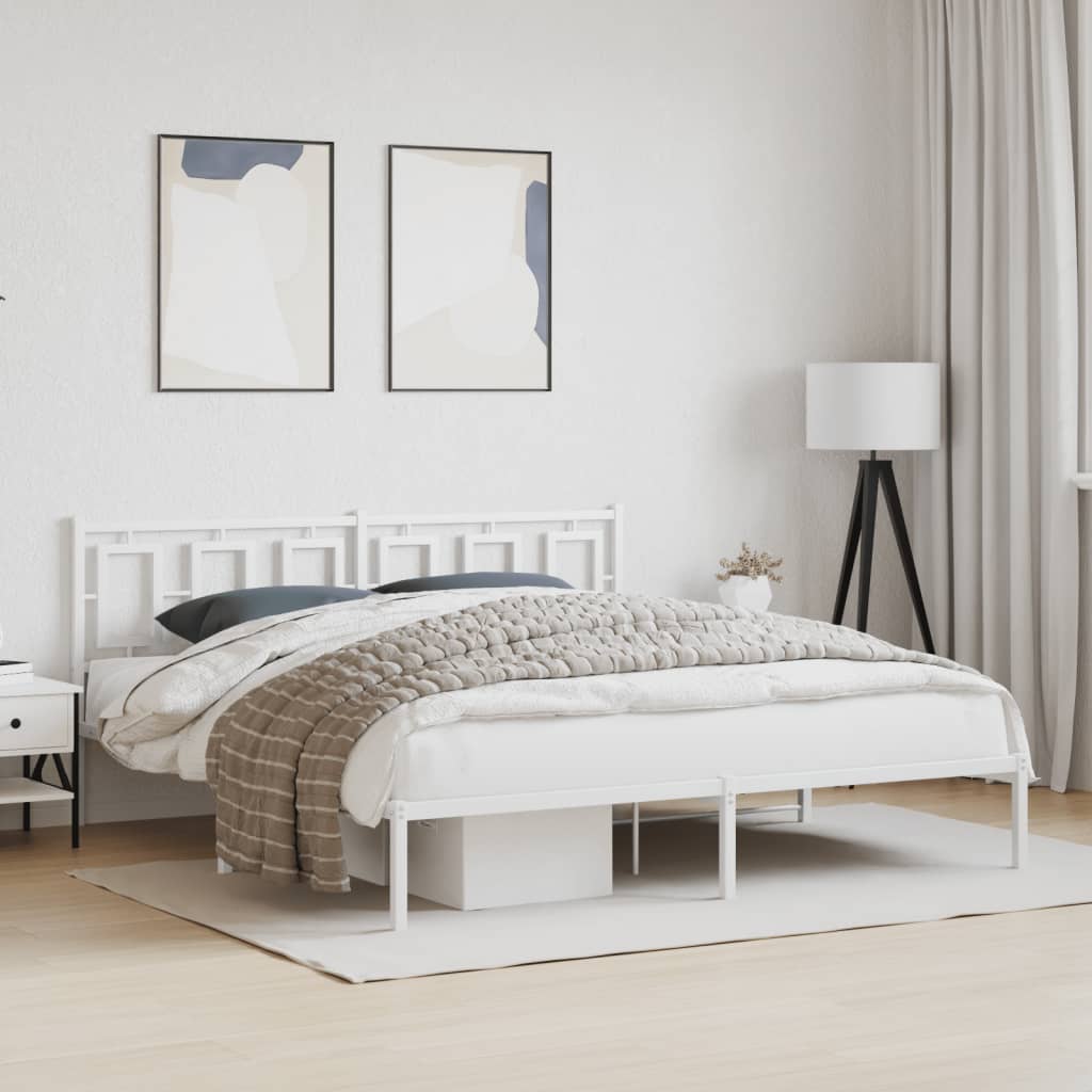 Estrutura de cama com cabeceira 183x213 cm metal branco