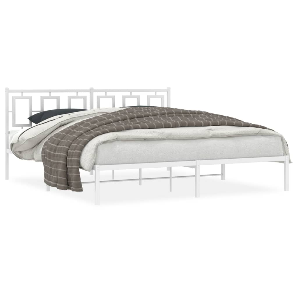 Estrutura de cama com cabeceira 183x213 cm metal branco