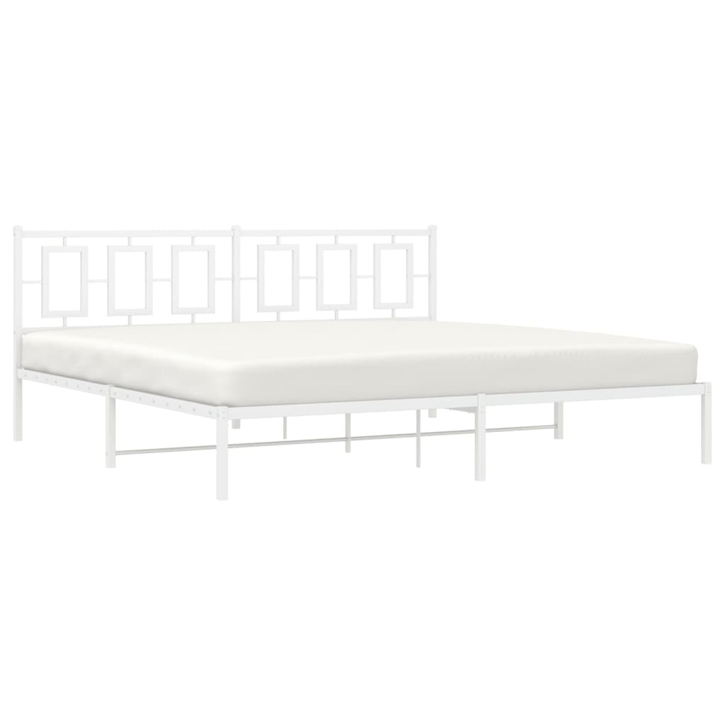 Estrutura de cama com cabeceira 193x203 cm metal branco