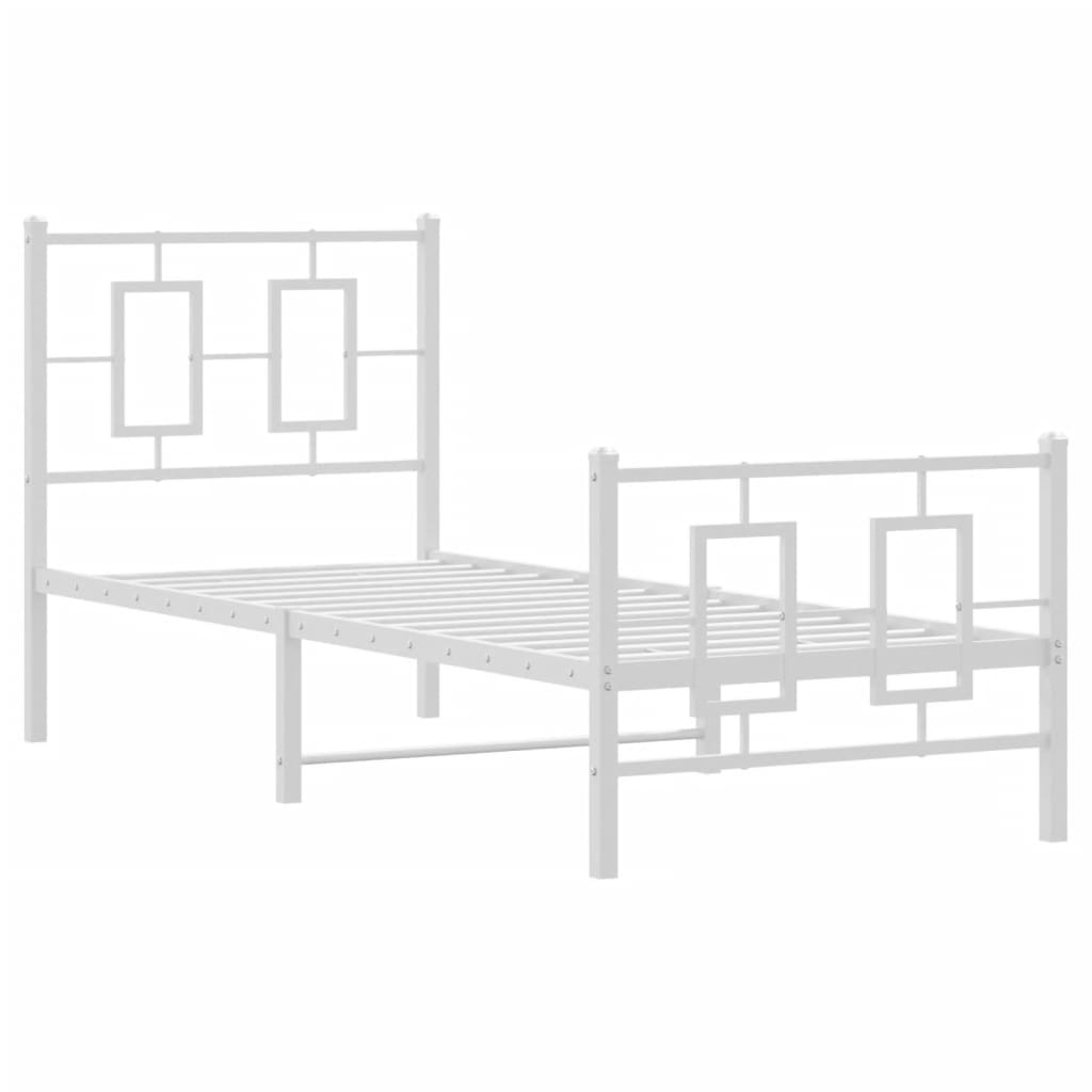 Estrutura de cama com cabeceira e pés 75x190 cm metal branco