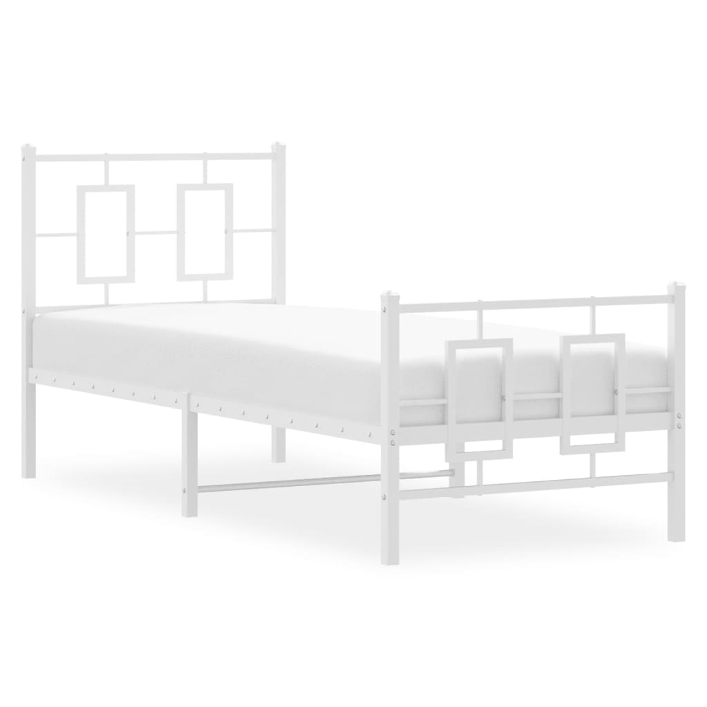 Estrutura de cama com cabeceira e pés 80x200 cm metal branco