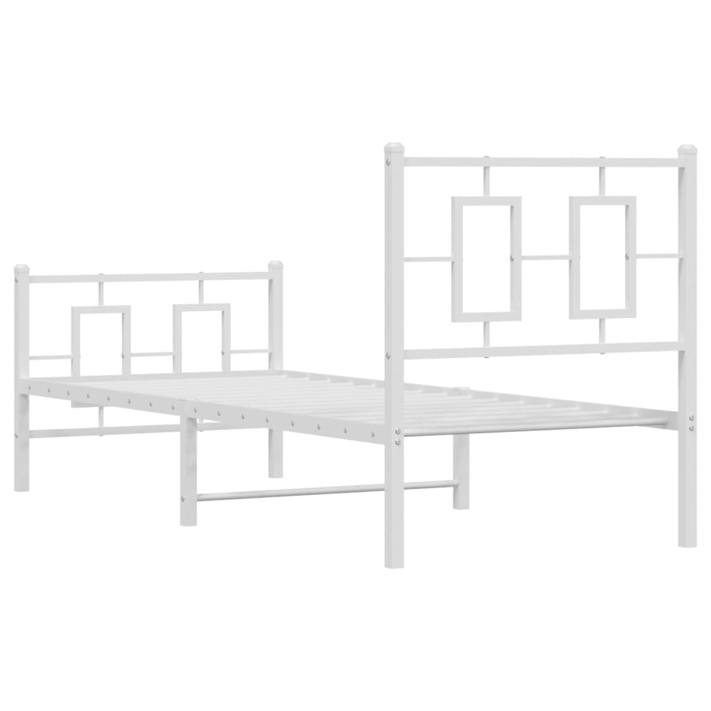 Estrutura de cama com cabeceira e pés 80x200 cm metal branco