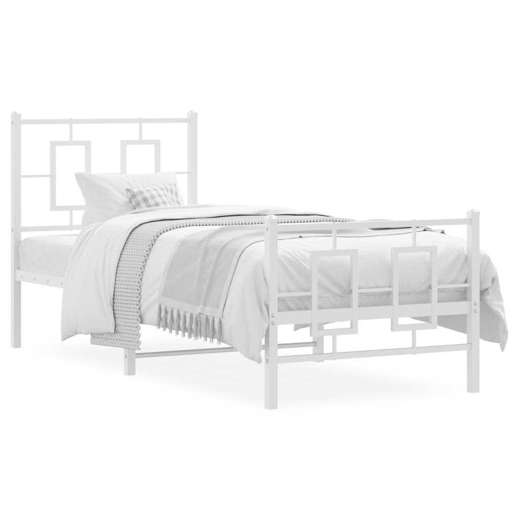 Estrutura de cama com cabeceira e pés 80x200 cm metal branco