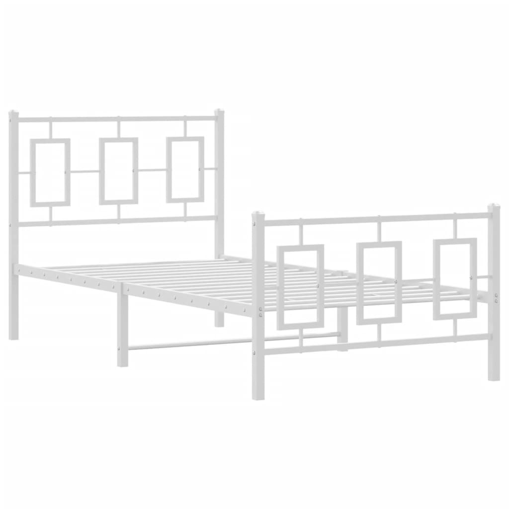 Estrutura de cama com cabeceira e pés 90x190 cm metal branco