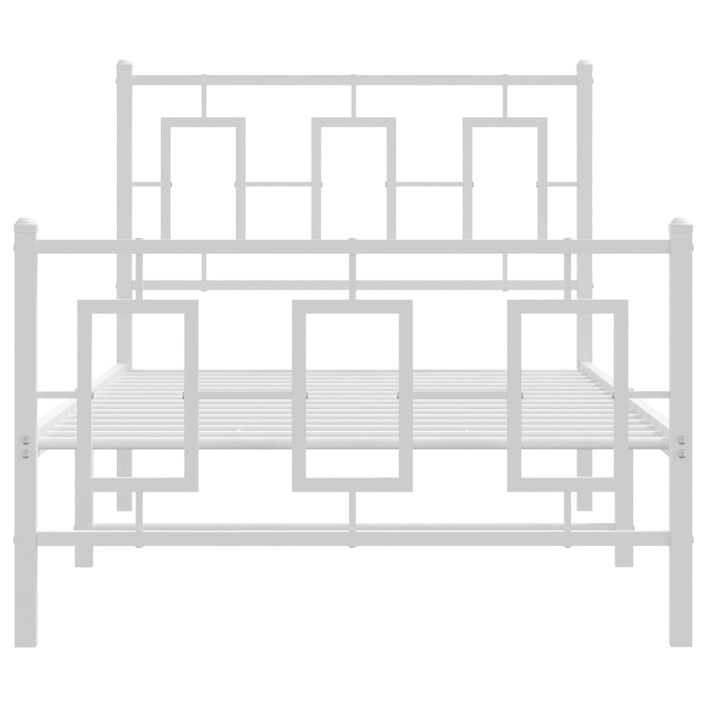 Estrutura de cama com cabeceira e pés 90x190 cm metal branco