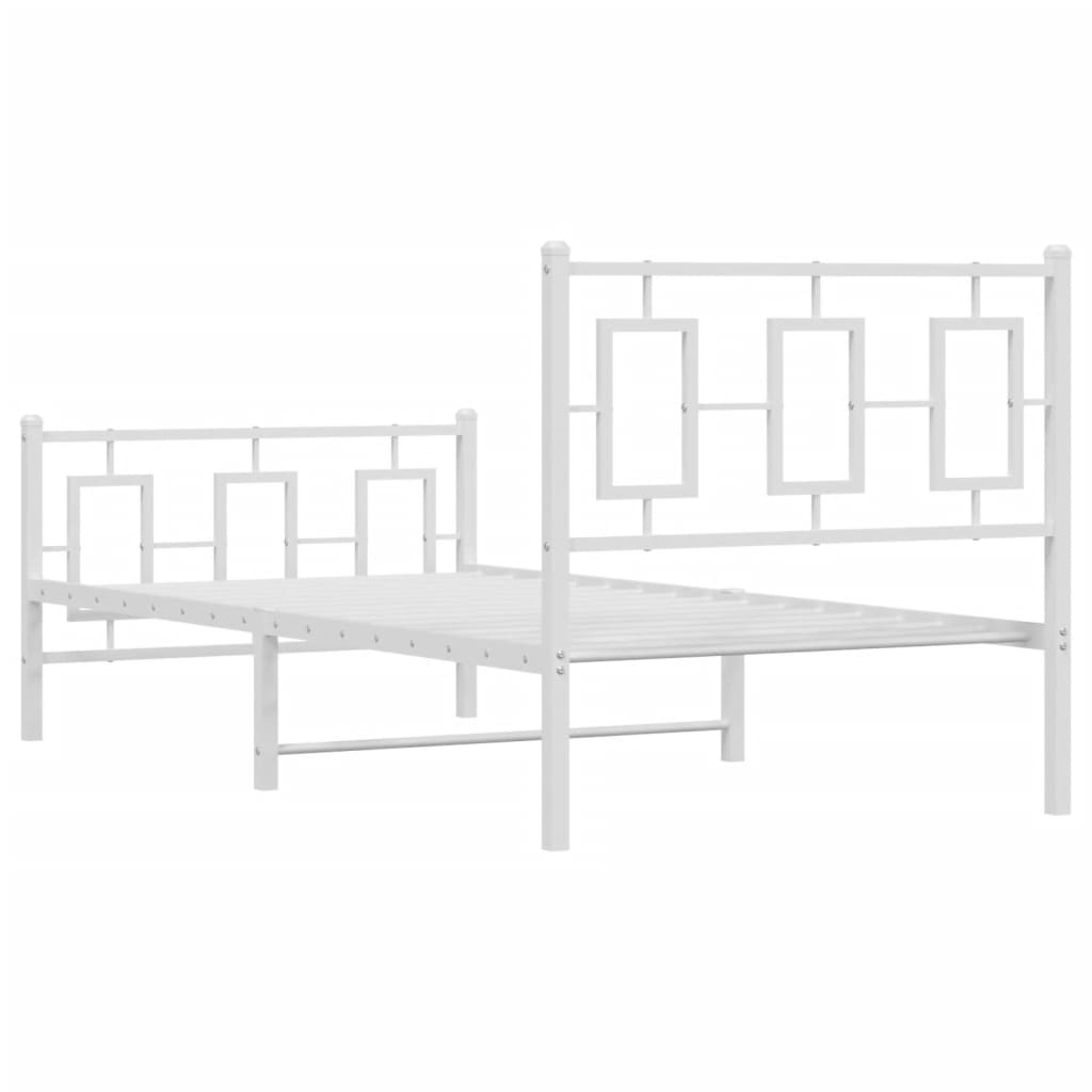 Estrutura de cama com cabeceira e pés 90x190 cm metal branco