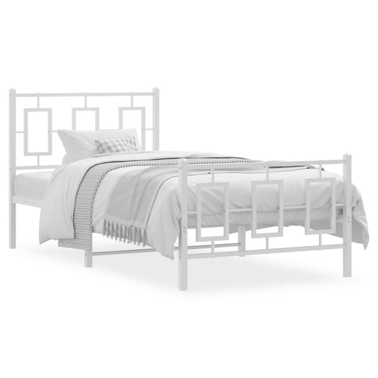 Estrutura de cama com cabeceira e pés 90x190 cm metal branco