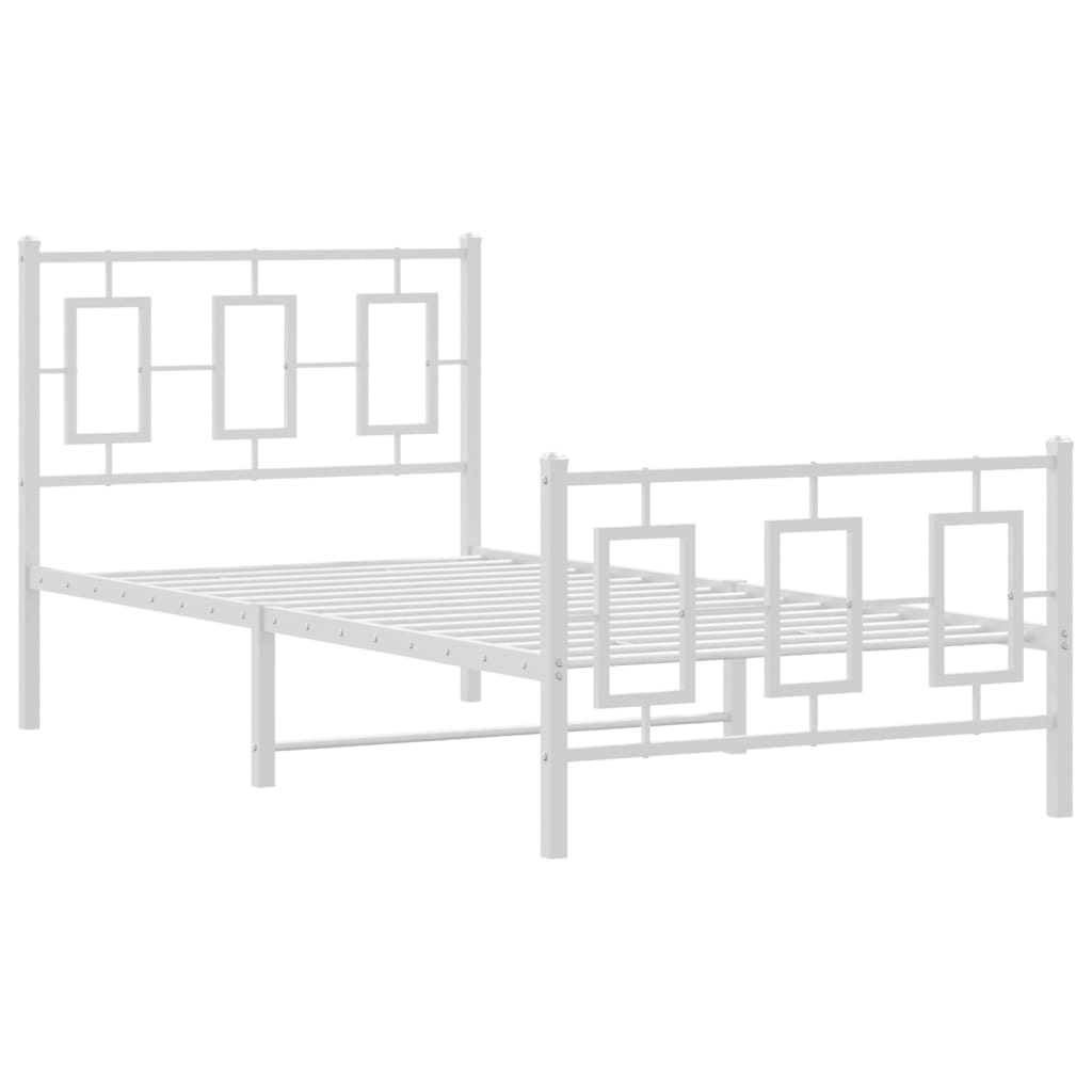 Estrutura de cama com cabeceira e pés 90x200 cm metal branco