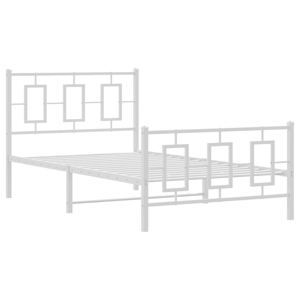 Estrutura de cama com cabeceira e pés 100x190 cm metal branco