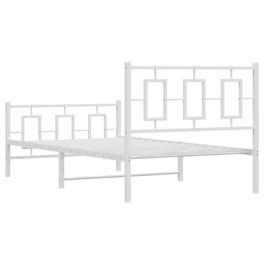 Estrutura de cama com cabeceira e pés 100x190 cm metal branco