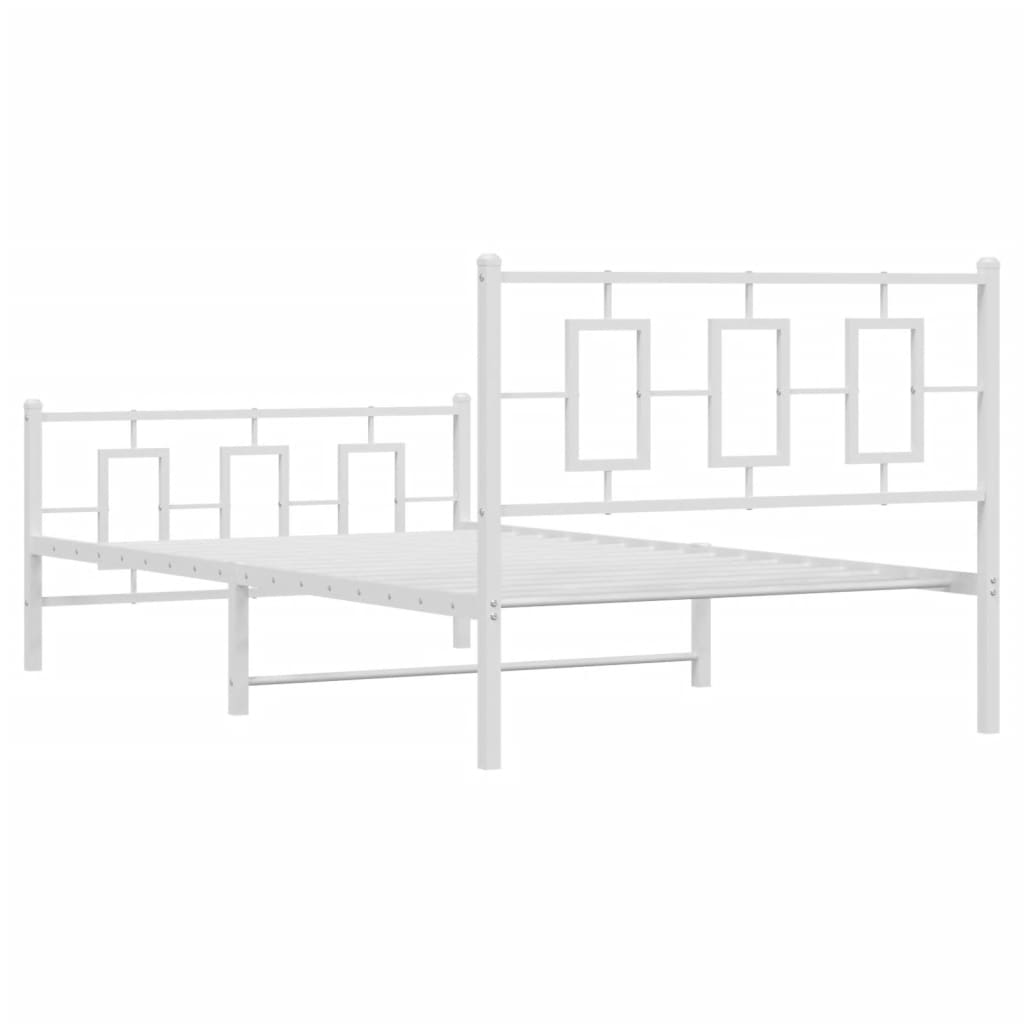 Estrutura de cama com cabeceira e pés 107x203 cm metal branco