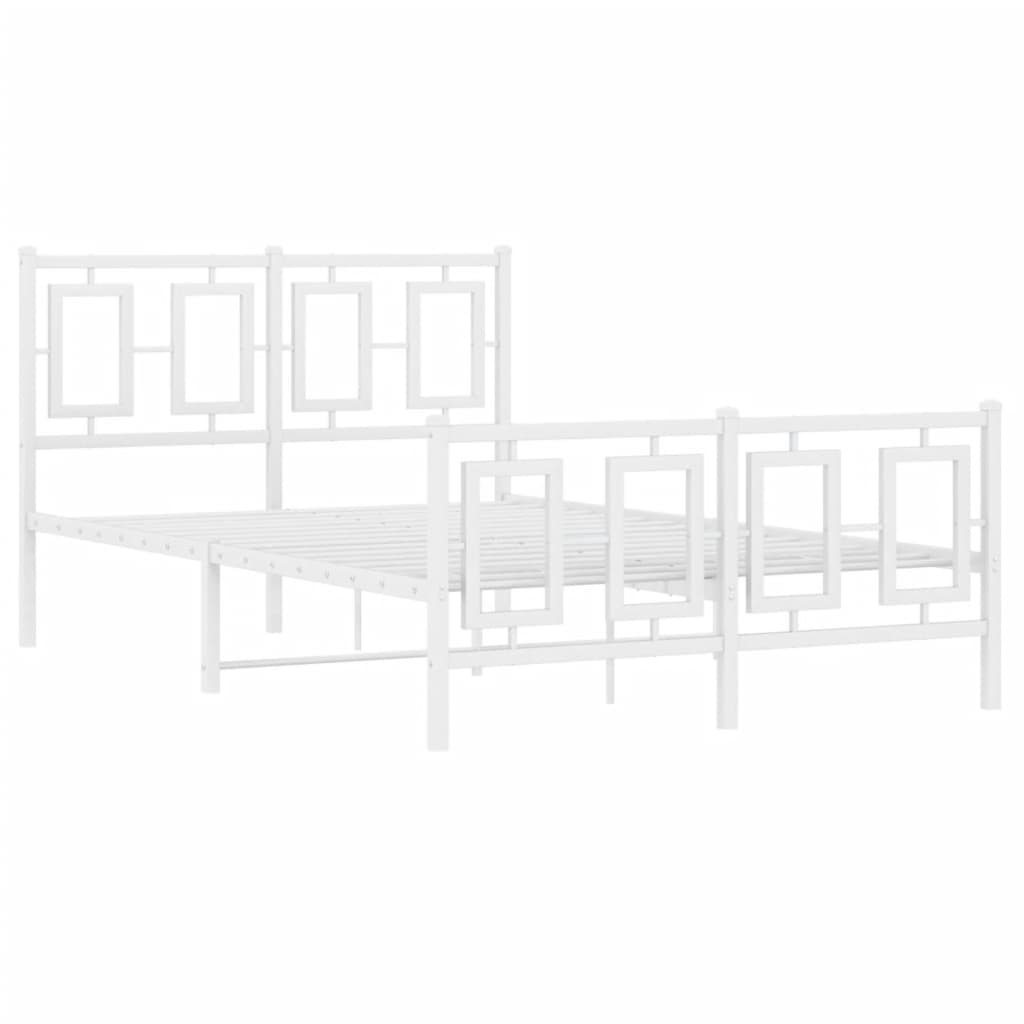 Estrutura de cama com cabeceira e pés 120x190 cm metal branco