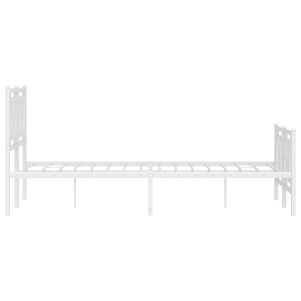 Estrutura de cama com cabeceira e pés 120x190 cm metal branco