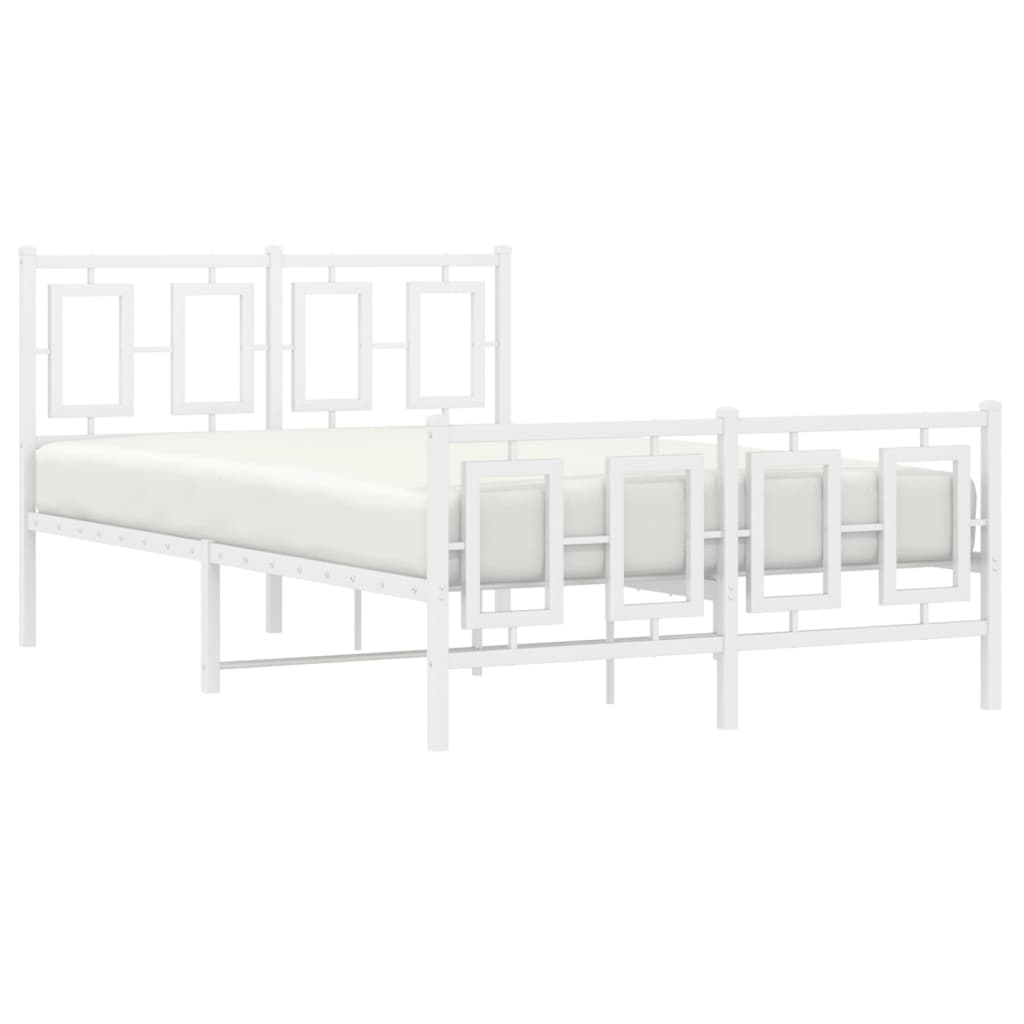 Estrutura de cama com cabeceira e pés 120x200 cm metal branco