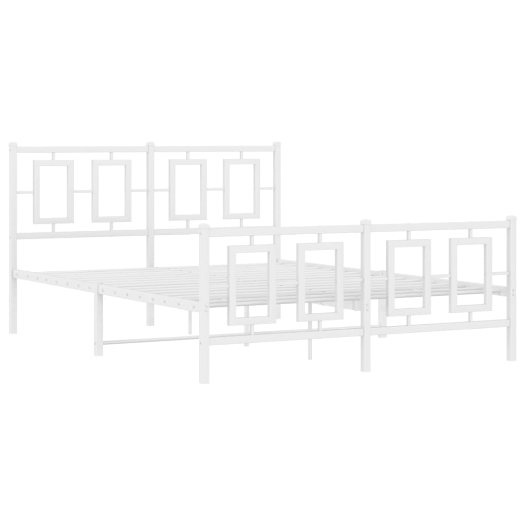 Estrutura de cama com cabeceira e pés 135x190 cm metal branco