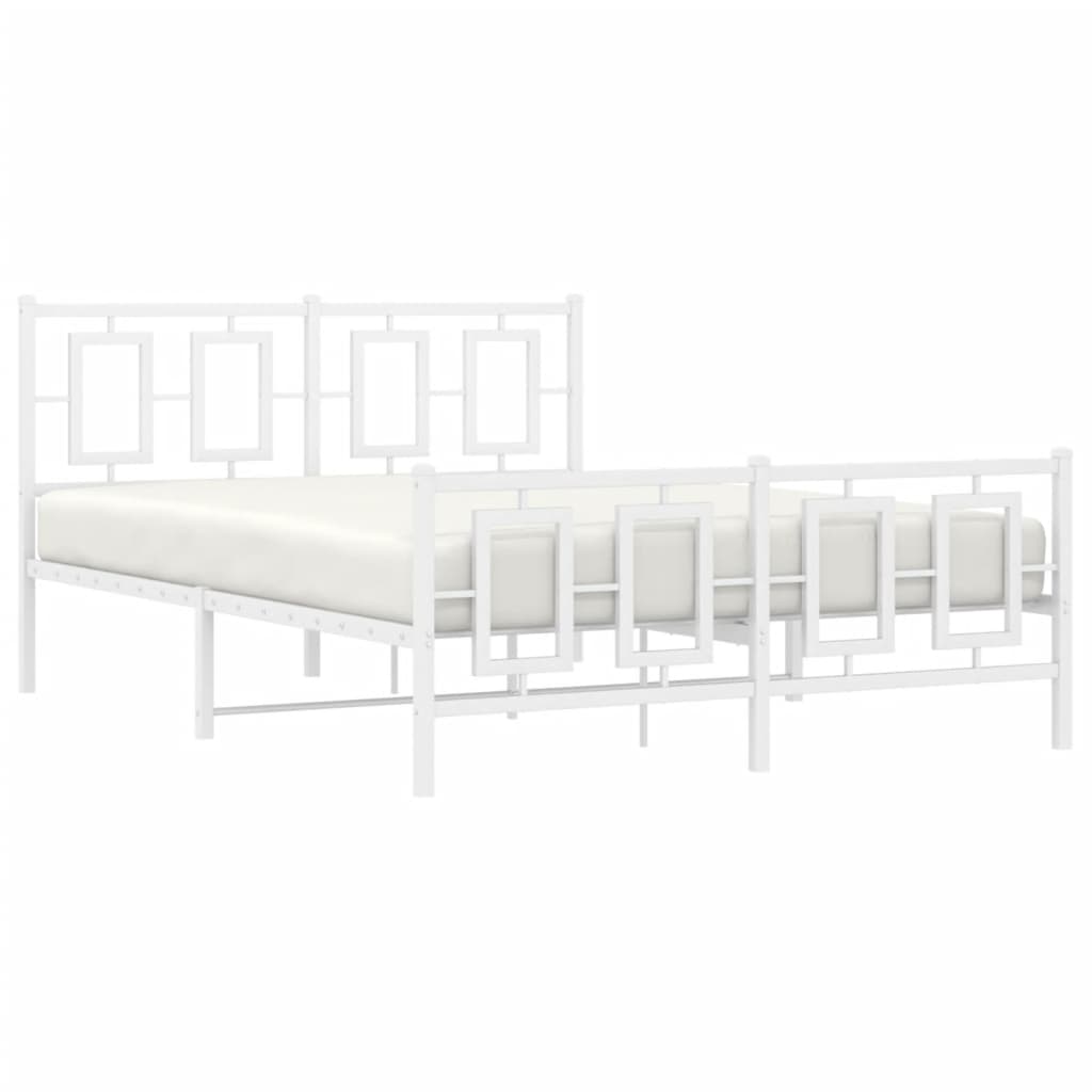 Estrutura de cama com cabeceira e pés 135x190 cm metal branco