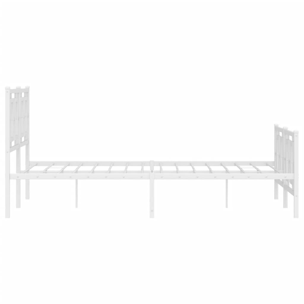 Estrutura de cama com cabeceira e pés 135x190 cm metal branco