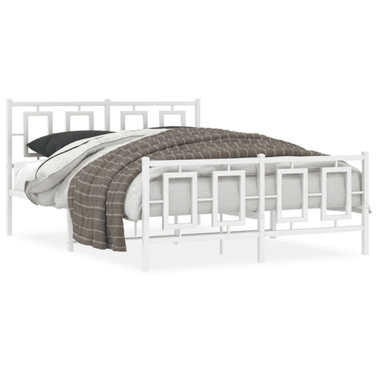 Estrutura de cama com cabeceira e pés 135x190 cm metal branco