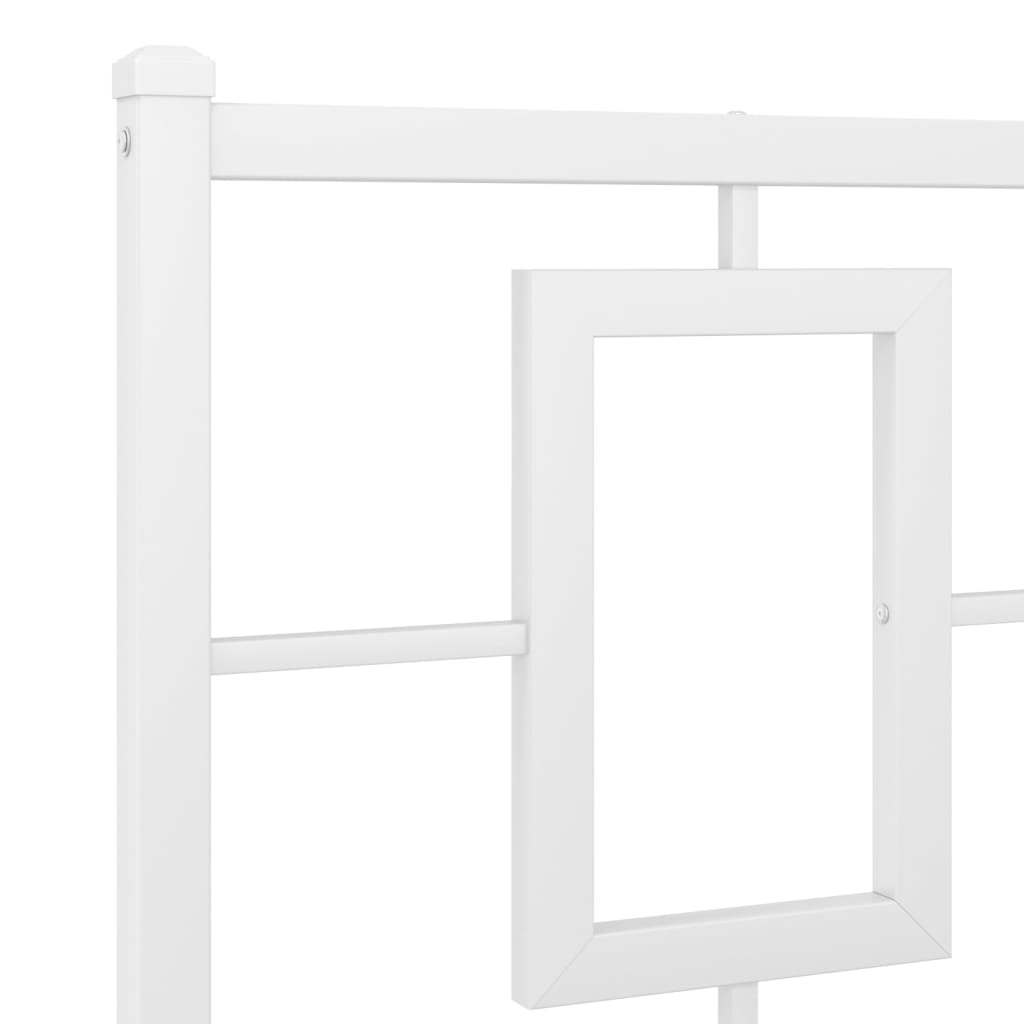 Estrutura de cama com cabeceira e pés 140x190 cm metal branco