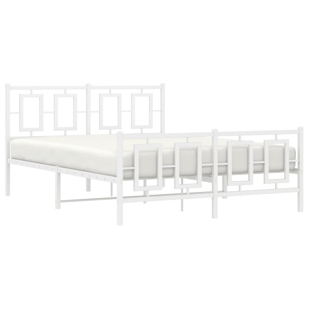 Estrutura de cama com cabeceira e pés 140x200 cm metal branco