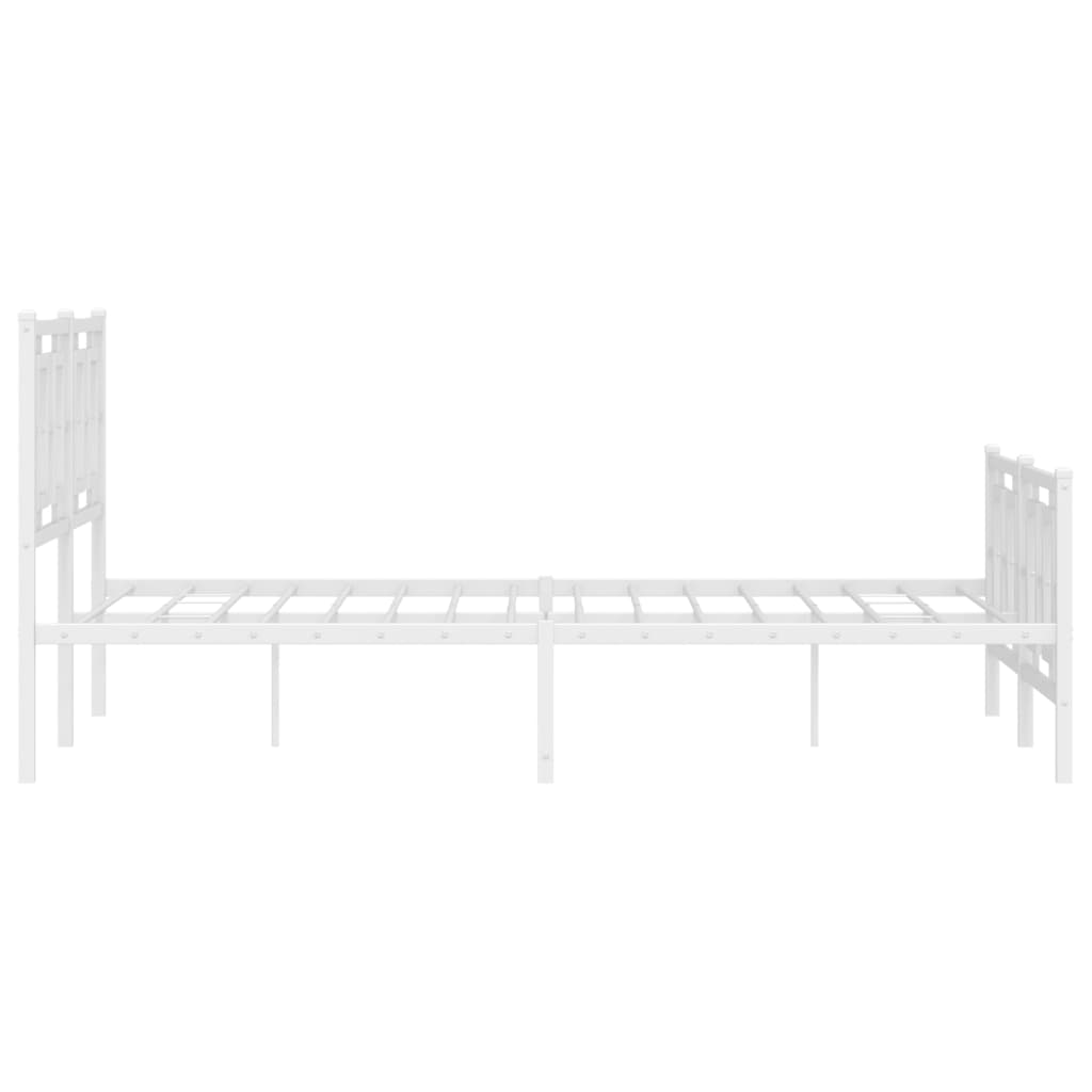 Estrutura de cama com cabeceira e pés 140x200 cm metal branco