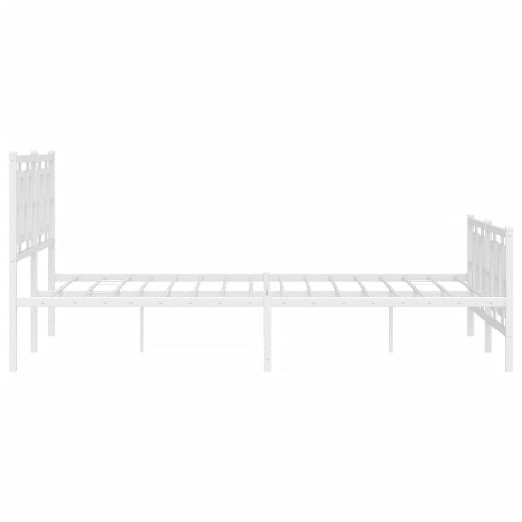 Estrutura de cama com cabeceira e pés 160x200 cm metal branco