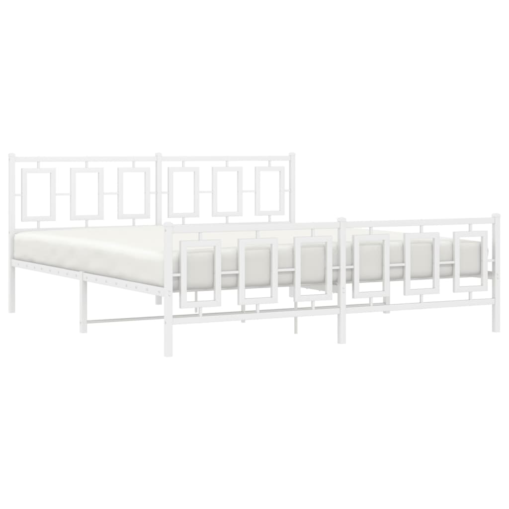 Estrutura de cama com cabeceira e pés 180x200 cm metal branco