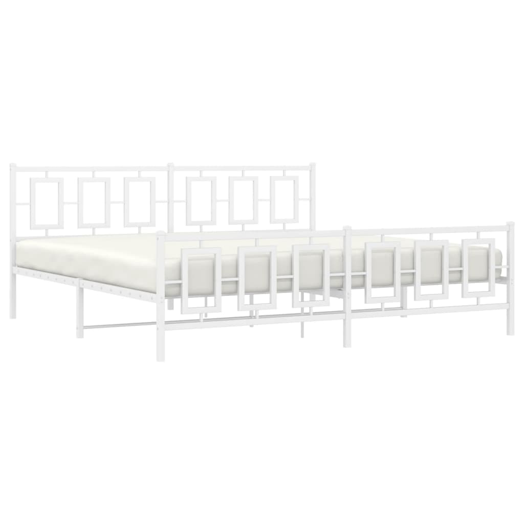 Estrutura de cama com cabeceira e pés 193x203 cm metal branco