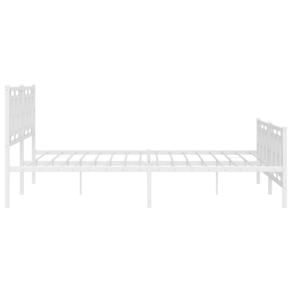 Estrutura de cama com cabeceira e pés 193x203 cm metal branco