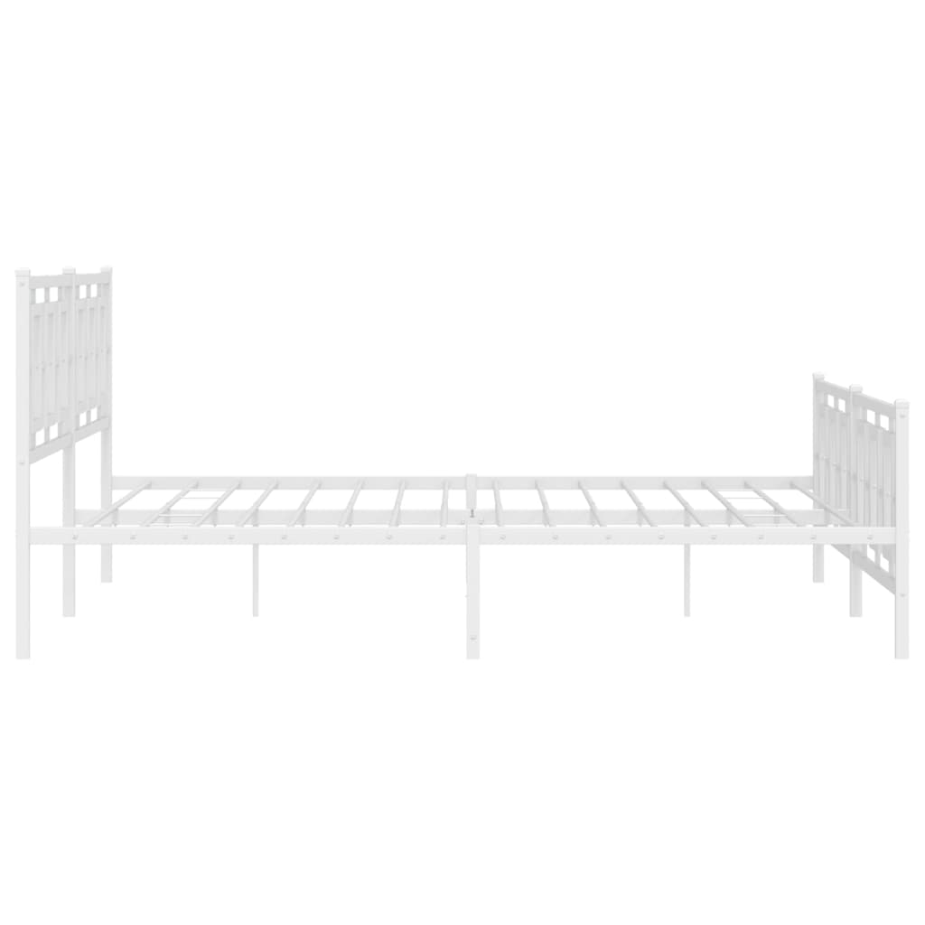 Estrutura de cama com cabeceira e pés 200x200 cm metal branco