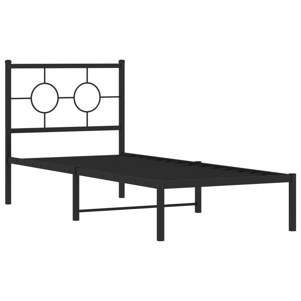 Estrutura de cama com cabeceira 75x190 cm metal preto