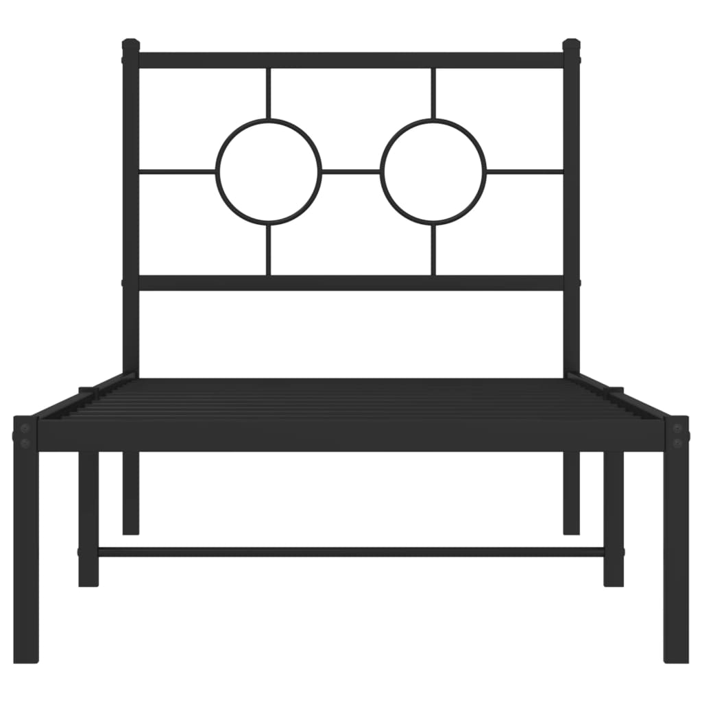 Estrutura de cama com cabeceira 80x200 cm metal preto