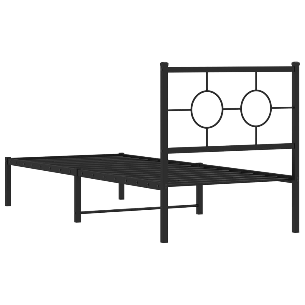 Estrutura de cama com cabeceira 80x200 cm metal preto