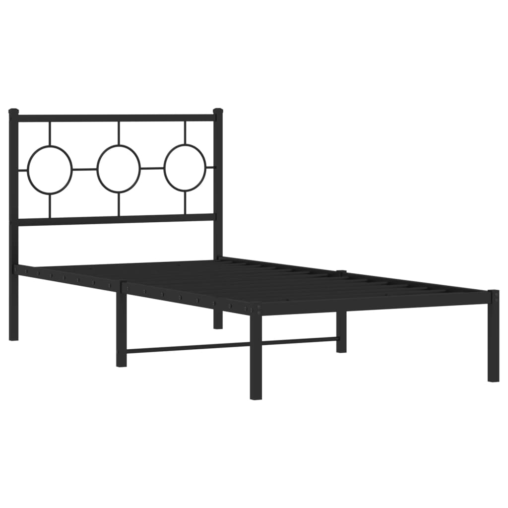 Estrutura de cama com cabeceira 90x190 cm metal preto