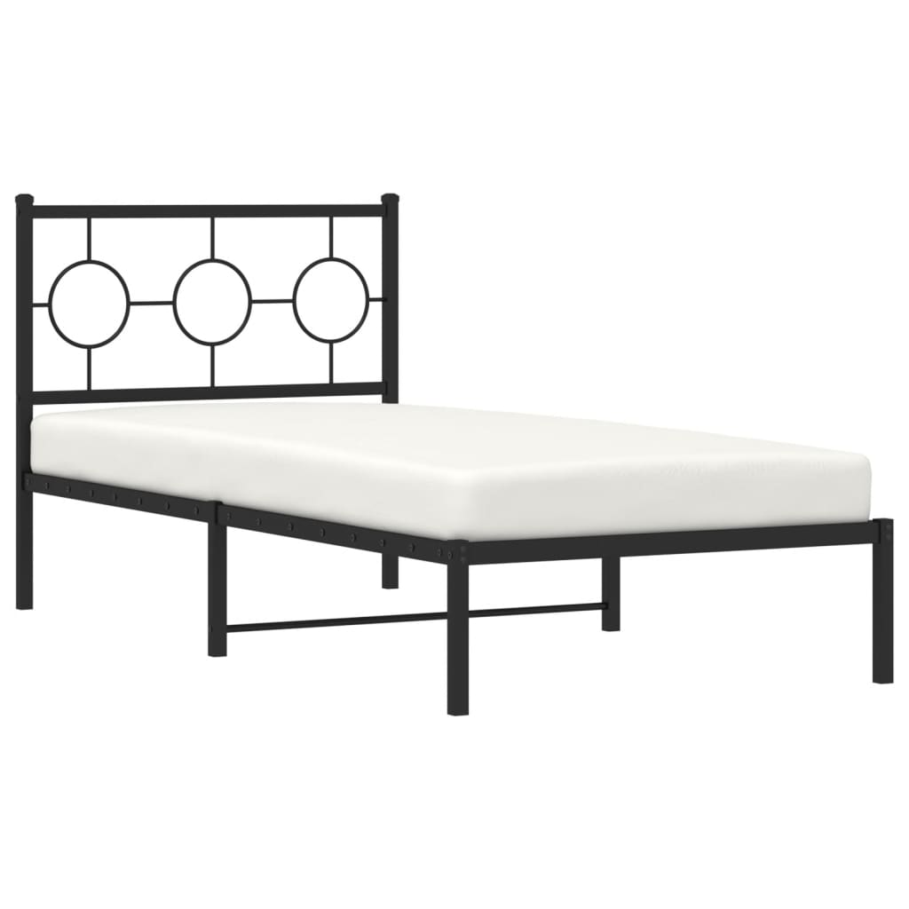 Estrutura de cama com cabeceira 90x190 cm metal preto