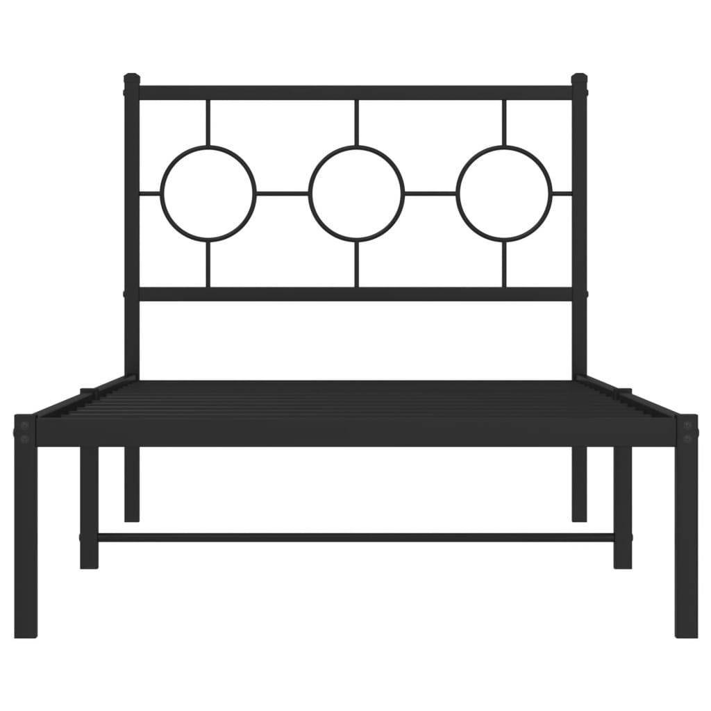 Estrutura de cama com cabeceira 90x190 cm metal preto