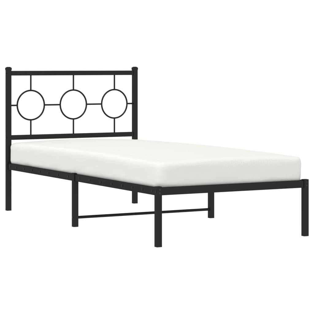 Estrutura de cama com cabeceira 90x200 cm metal preto