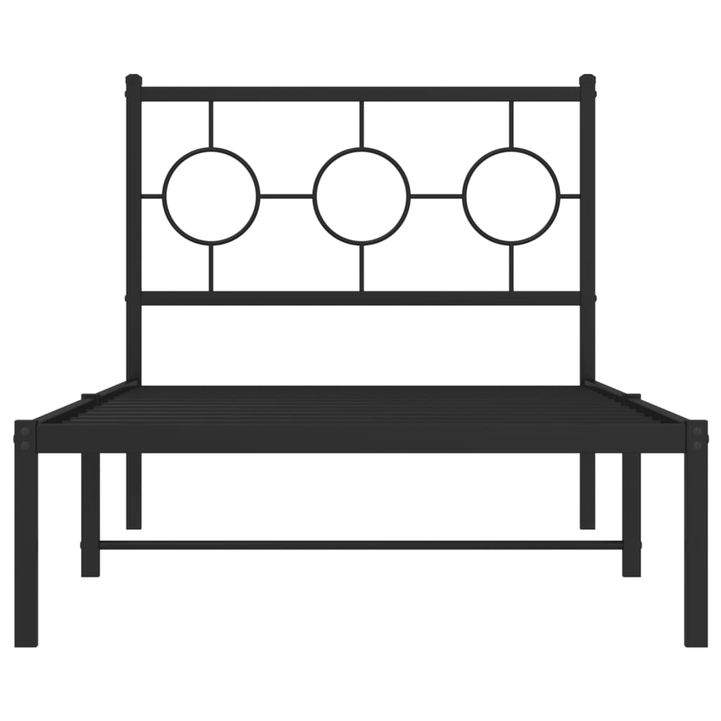 Estrutura de cama com cabeceira 90x200 cm metal preto