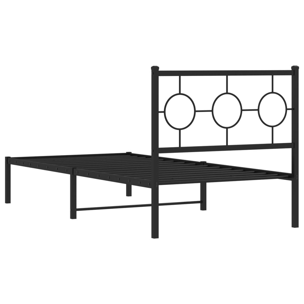 Estrutura de cama com cabeceira 90x200 cm metal preto