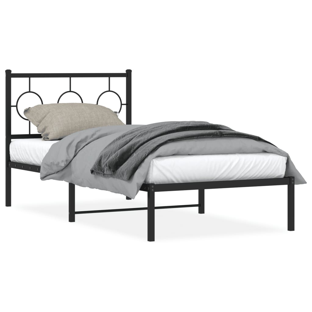 Estrutura de cama com cabeceira 90x200 cm metal preto