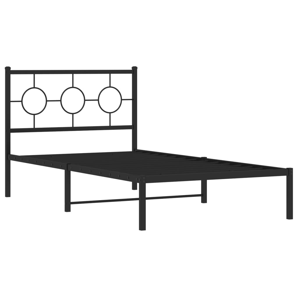 Estrutura de cama com cabeceira 100x190 cm metal preto