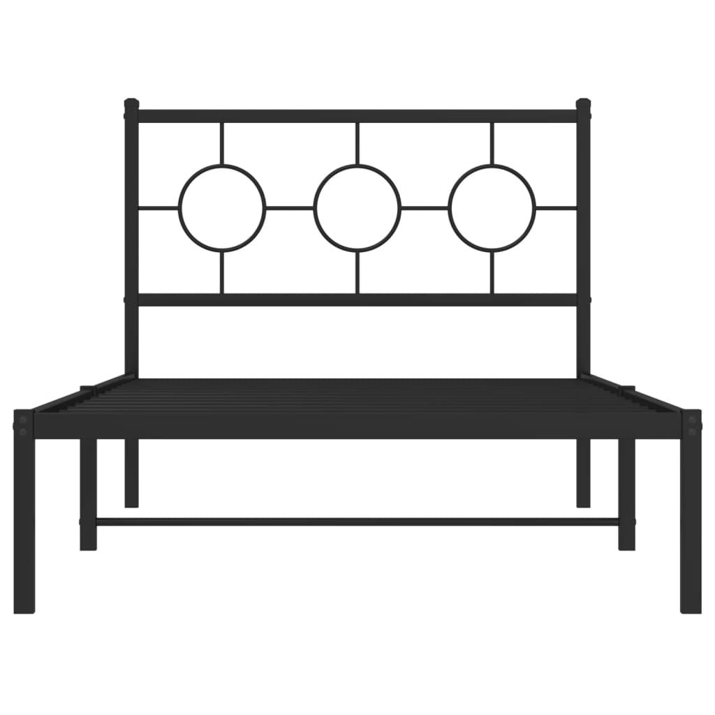 Estrutura de cama com cabeceira 100x190 cm metal preto