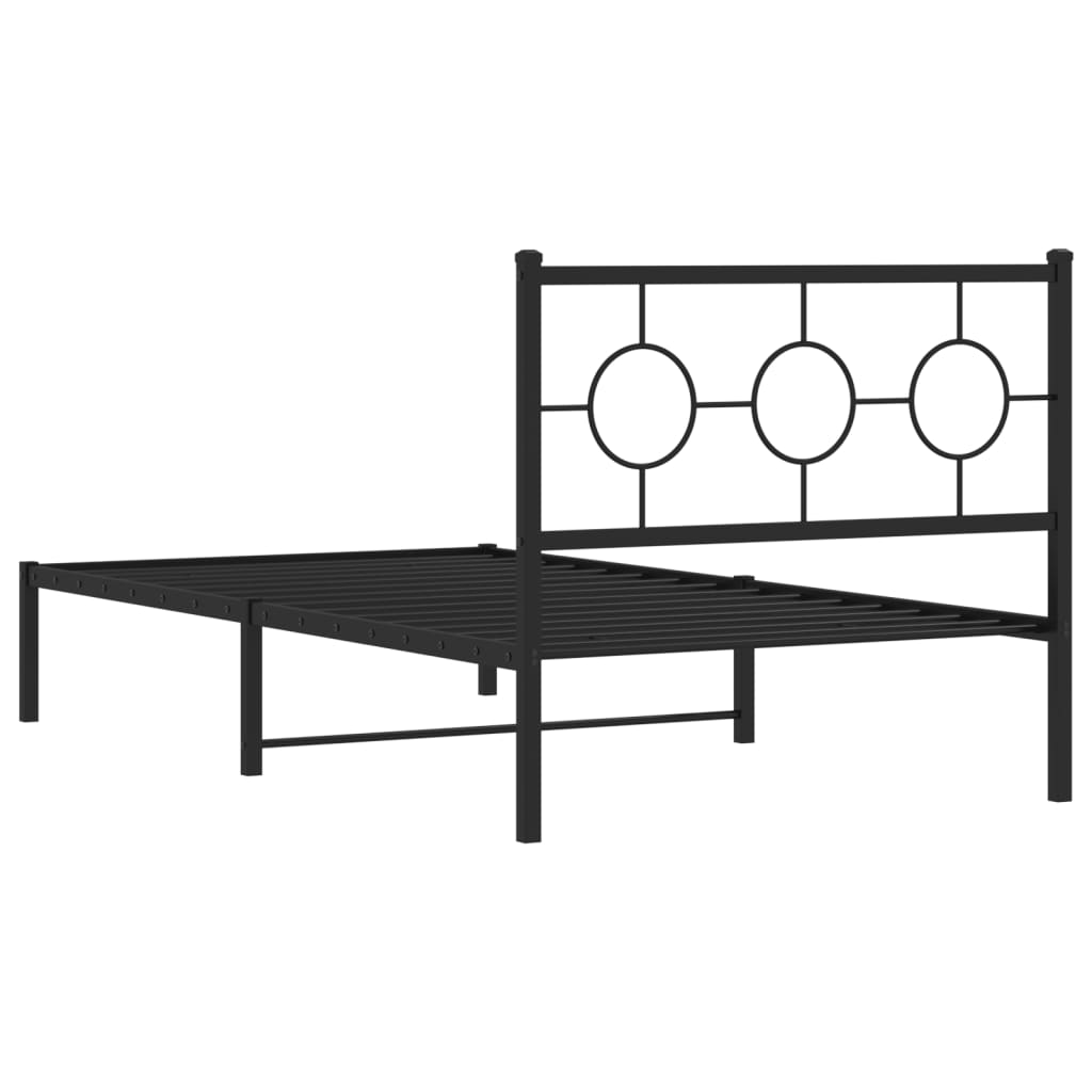 Estrutura de cama com cabeceira 100x190 cm metal preto