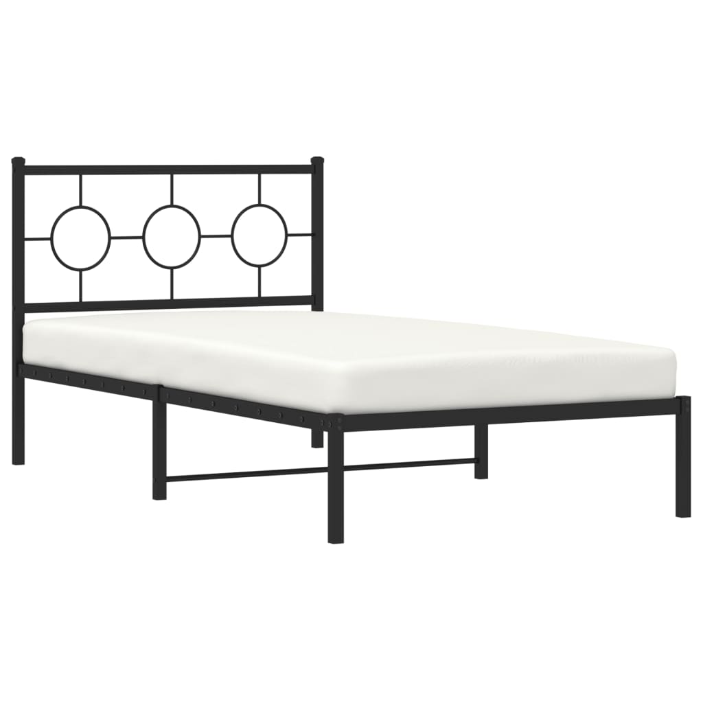 Estrutura de cama com cabeceira 100x200 cm metal preto