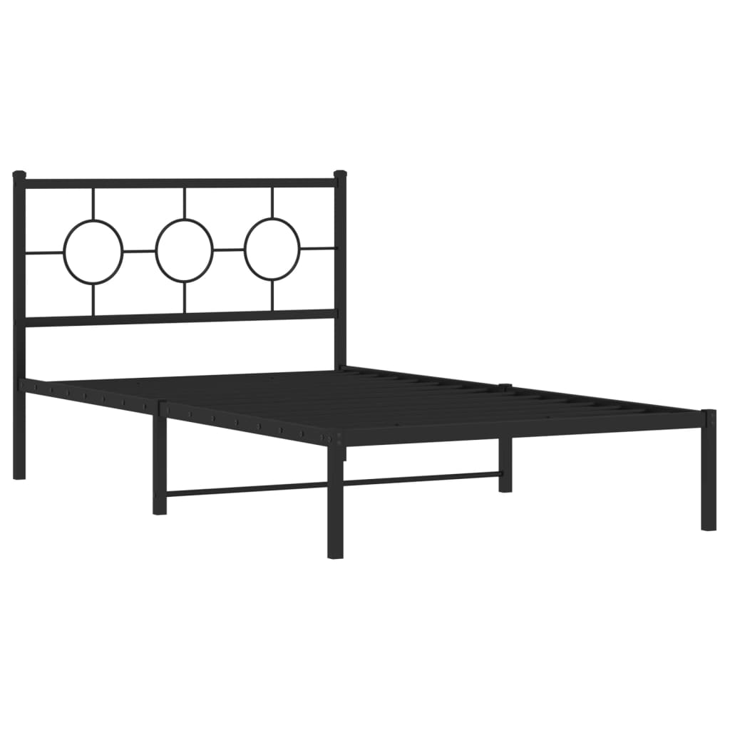 Estrutura de cama com cabeceira 107x203 cm metal preto