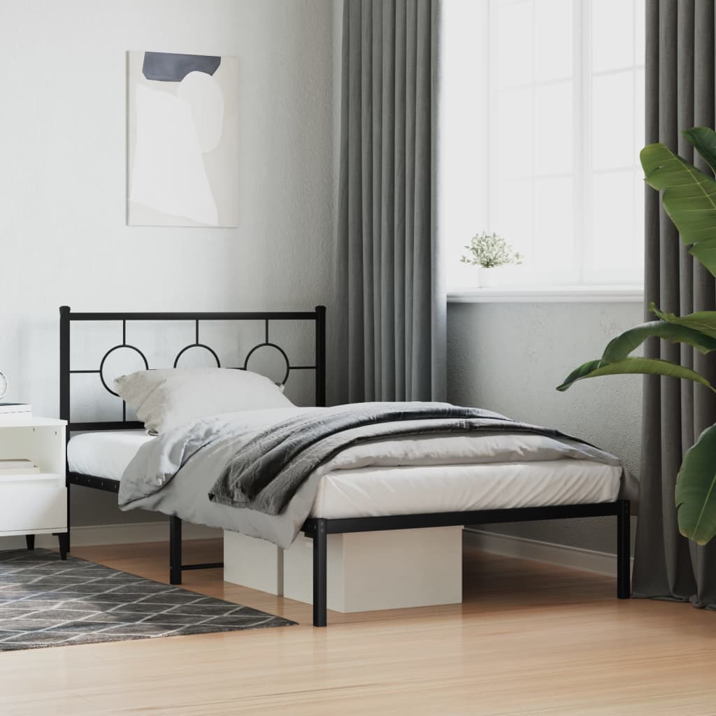 Estrutura de cama com cabeceira 107x203 cm metal preto