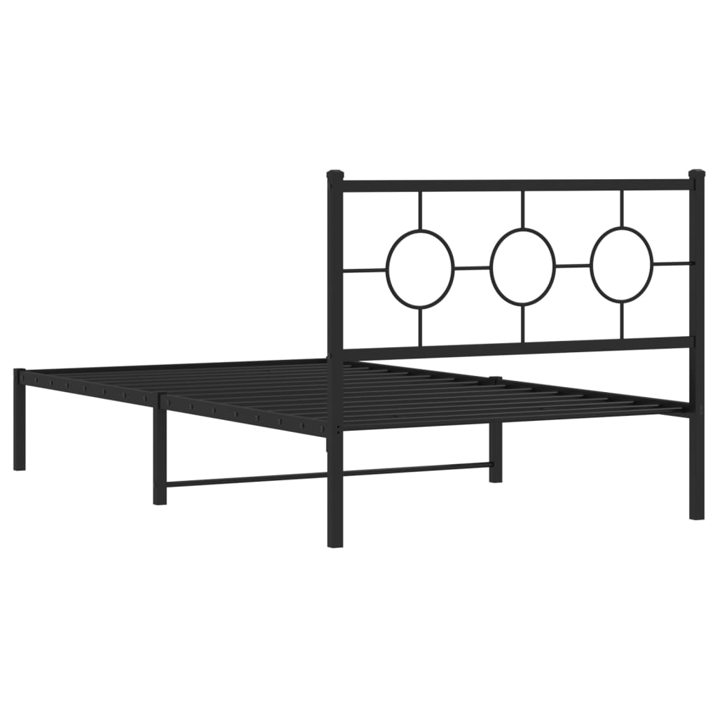 Estrutura de cama com cabeceira 107x203 cm metal preto