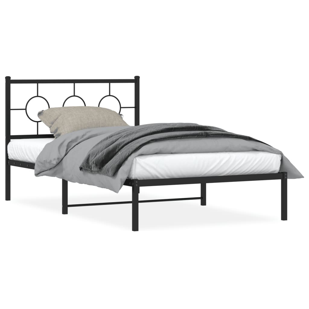 Estrutura de cama com cabeceira 107x203 cm metal preto