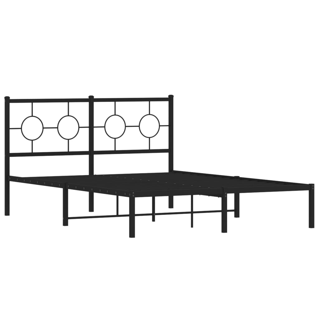 Estrutura de cama com cabeceira 135x190 cm metal preto