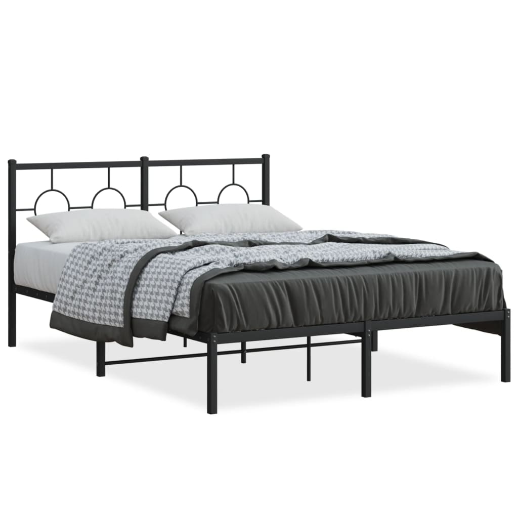 Estrutura de cama com cabeceira 135x190 cm metal preto